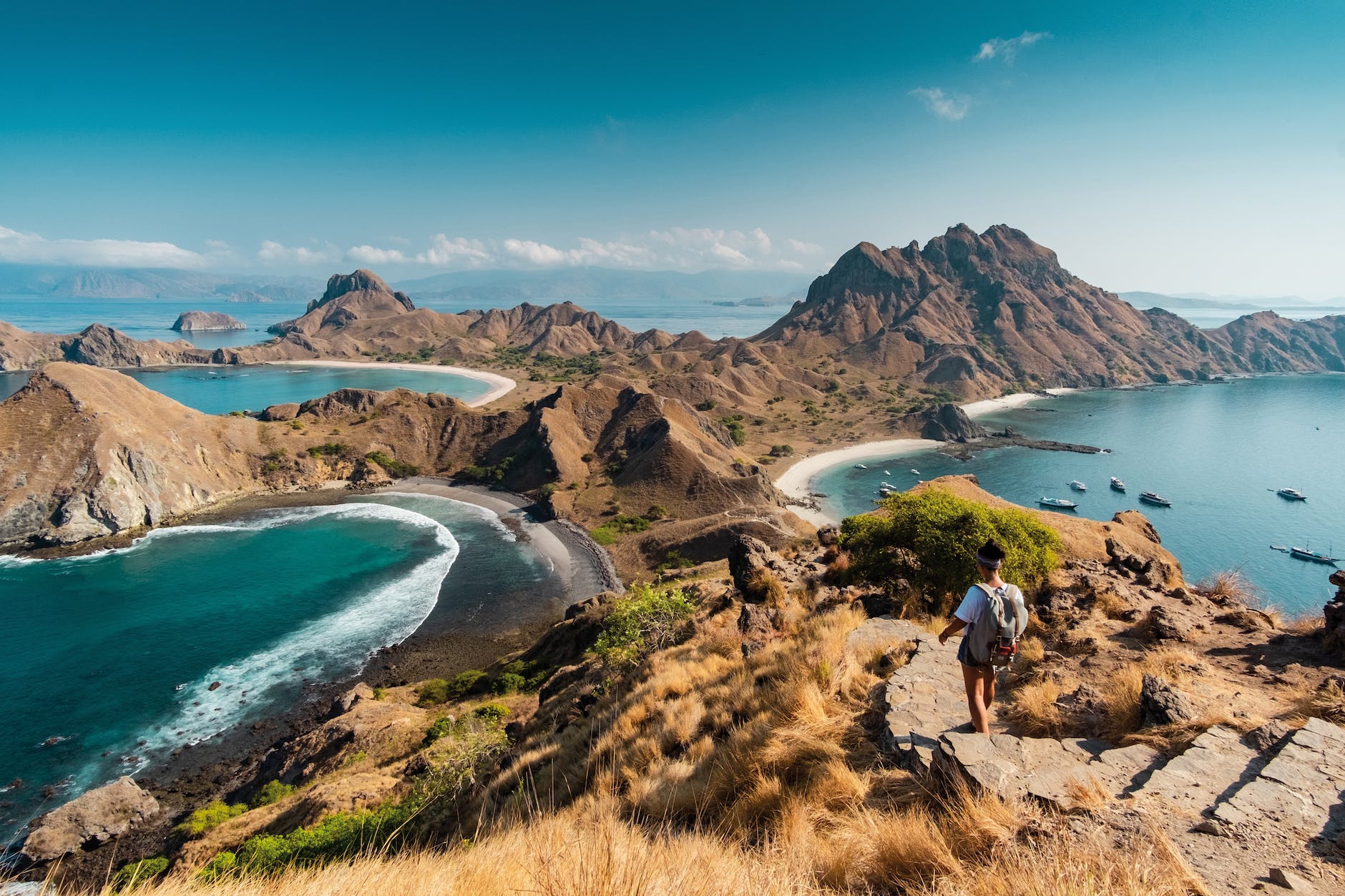 hills and mountain on island in komodo national park in indonesia