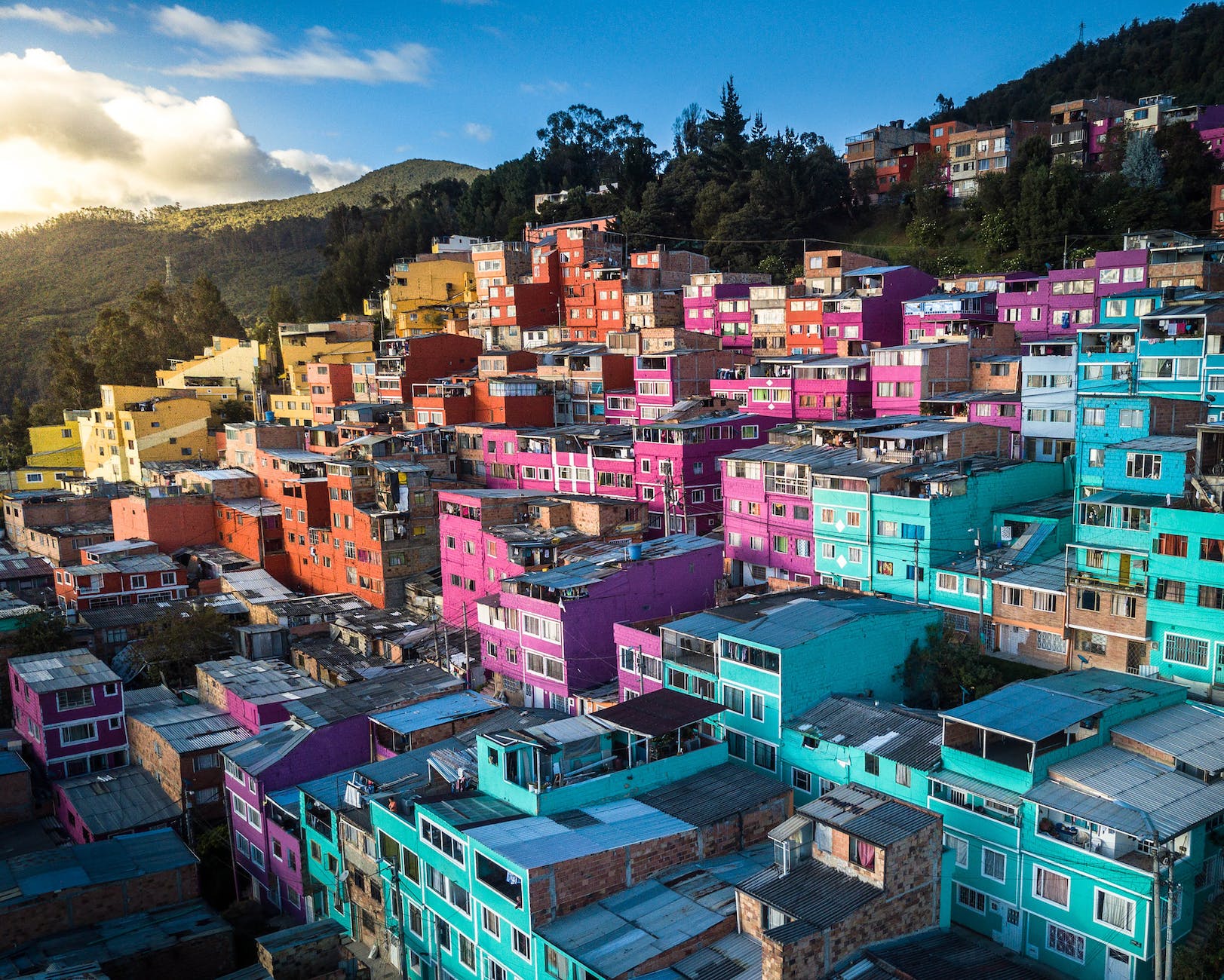 colorful houses of bogota in colombia
