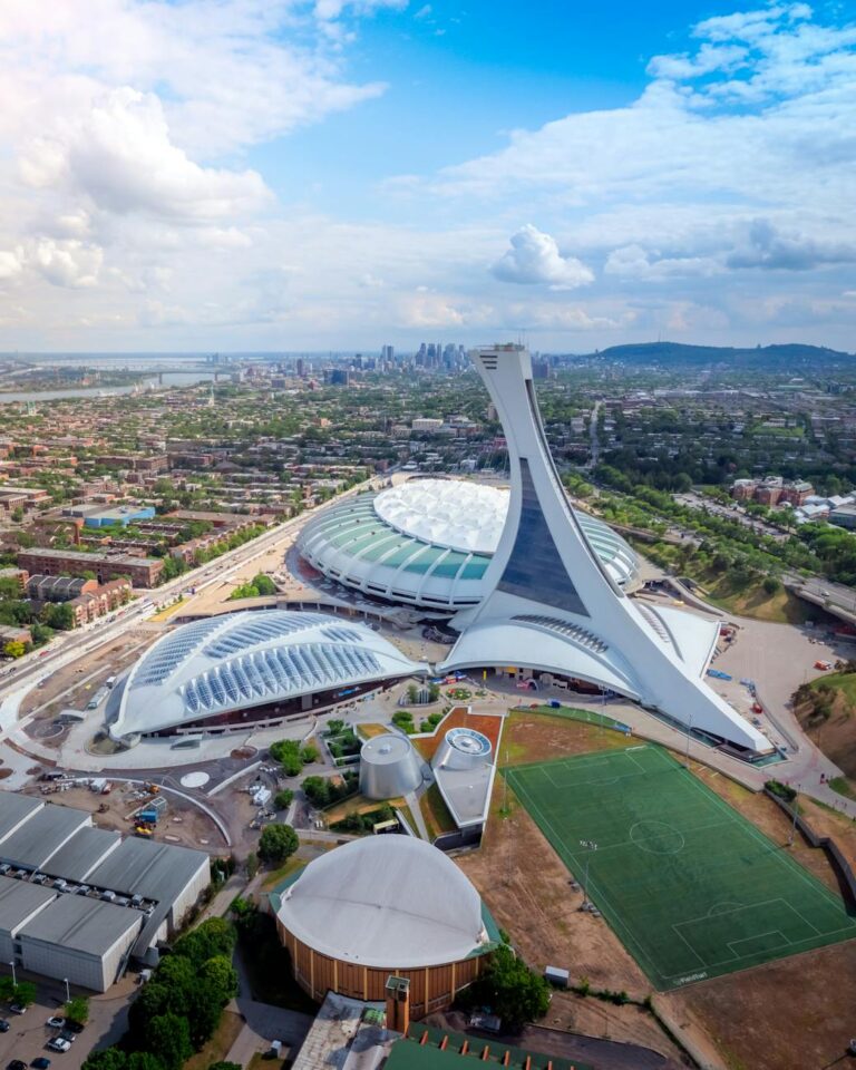 drone shot of montreal